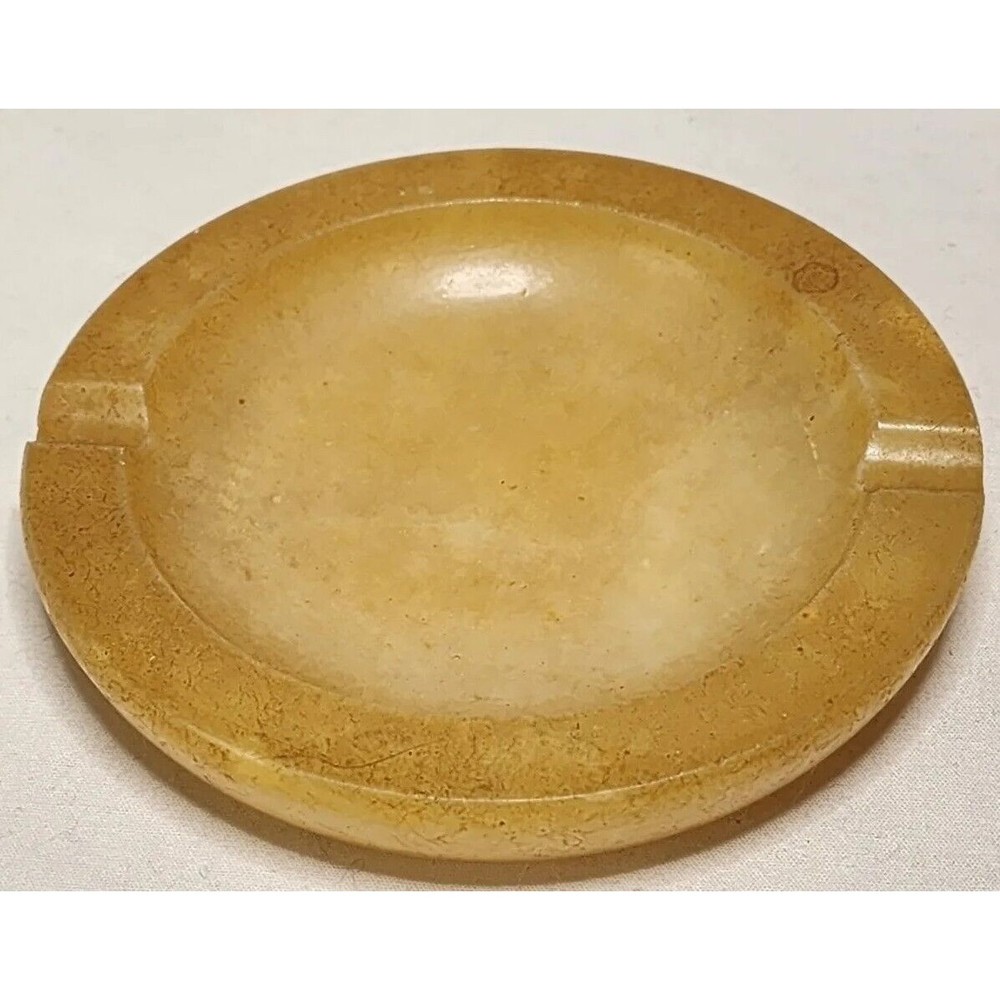 Vintage Alabaster Stone Carved Ashtray Incense Burner Trinket Dish Retro…